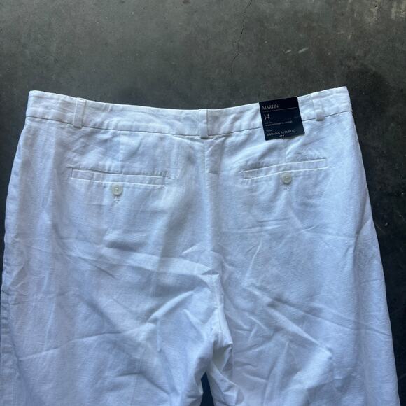Banana Republic Martin Fit Dress Pants Womens 14 White Mid Rise Straight Trouser - Picture 9 of 14